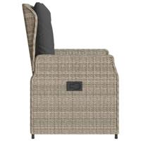 Tuinstoelen 2 st verstelbaar poly rattan lichtgrijs - thumbnail
