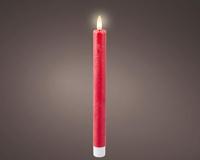 Dinerkaarsset LED vlam 24cm rood 2-dlg - thumbnail