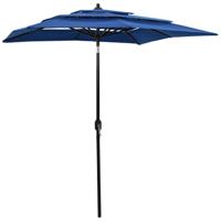 VidaXL Parasol 3-laags met aluminium paal 2x2 m azuurblauw - thumbnail