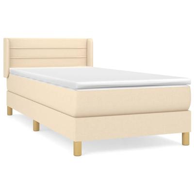 Boxspring met matras stof crèmekleurig 100x200 cm