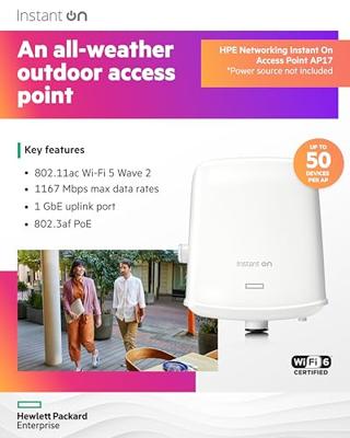 HPE Aruba Networking Instant On AP17 Outdoor 867 Mbit/s Wit Power over Ethernet (PoE) HPE Aruba Networking Instant On AP17 Outdoor 867 Mbit/s Wit Power over Ethernet (PoE)