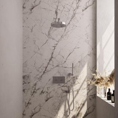 Brauer Stripe thermostatische inbouw regendouche met drukknoppen SET 25 met 25 cm douchekop en rechte muurarm en staaf handdouche en doucheslang en wandaansluitbocht chroom