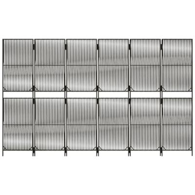 Kamerscherm 6 panelen poly rattan grijs