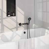 BRAUER Stripe Thermostatische Badkraan - SET 02 - inbouw - badvulcombinatie - 3-standen handdouche - doucheslang - wandaansluitbocht - mat zwart 5-S-360 - thumbnail