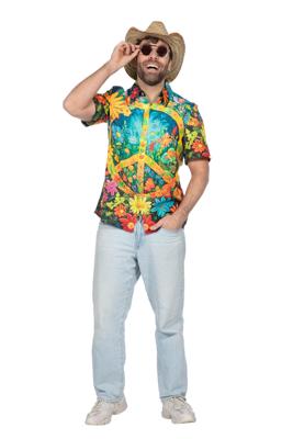 Party shirt hippie peace en bloemen (V) Party shirt hippie peace en bloemen (V)