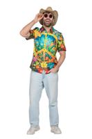 Party shirt hippie peace en bloemen (V) - thumbnail