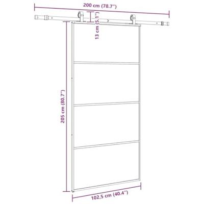 Schuifdeur met beslagset 102,5x205 cm ESG glas zwart