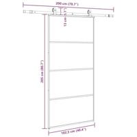 Schuifdeur met beslagset 102,5x205 cm ESG glas zwart - thumbnail