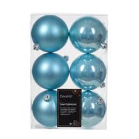 6 onbreekbare kerstballen sugar blauw 8 cm - thumbnail