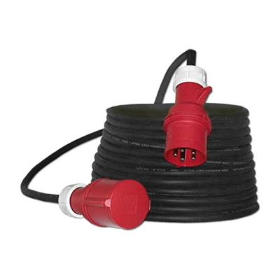 15 meter krachtstroom verlengkabel 16A 5-polig 2.5mm² 400V zwart IP44