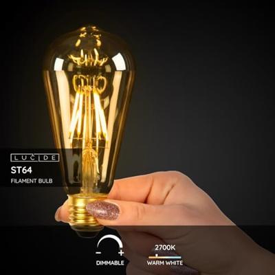 Lucide ST64 - Filament lamp - Ø 6,4 cm - LED Dimb. - E27 - 1x5W 2700K - Amber
