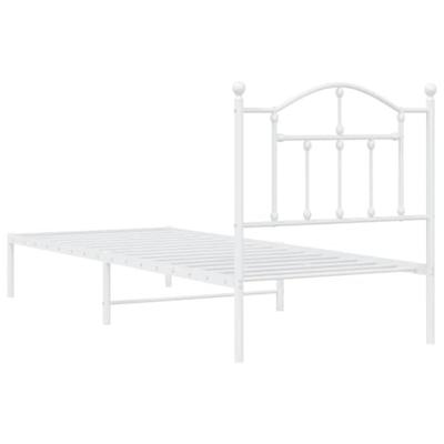 Bedframe met hoofdbord metaal wit 90x200 cm