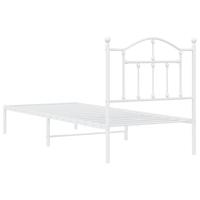 Bedframe met hoofdbord metaal wit 90x200 cm - thumbnail