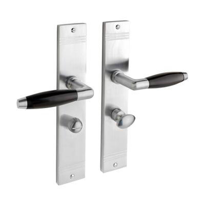 De Oude Deurklink Deurklink Retro geveerd mat nikkel op schild met wc slot 63/8 mm