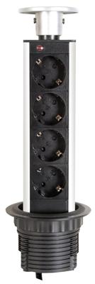 Perel inbouwcontactdoos met 4 stopcontacten, voor België Perel inbouwcontactdoos met 4 stopcontacten, voor België