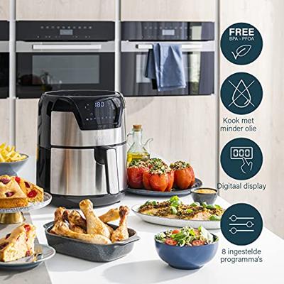Princess 01.182026.01.001 Airfryer 4.5 l 1500 W Oververhittingsbeveiliging, Timerfunctie, Met display Zwart/zilver - thumbnail