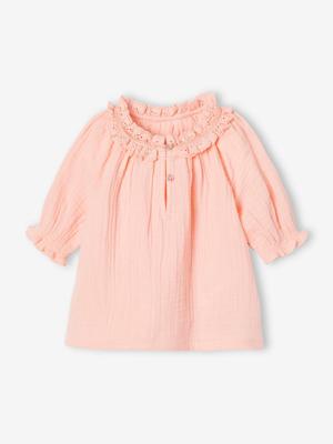 Babyblouse van katoengaas koraal