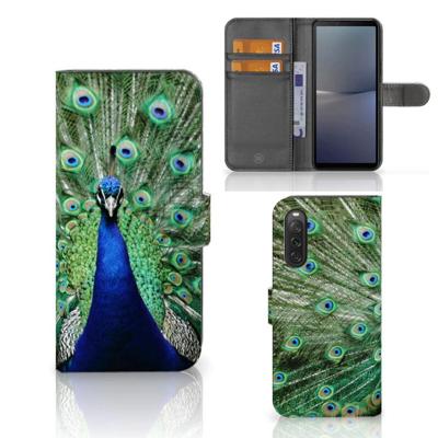 Sony Xperia 10 V | Telefoonhoesje | Met pasjeshouder | Pauw