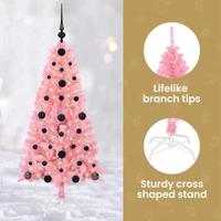 VidaXL Kerstboom met 150 led met standaard roze 120 cm pvc - thumbnail