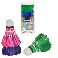 SportX veren shuttles in koker 3 stuks paars/roze/groen - thumbnail