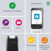 Doro 6820 4G Eenvoudige Klaptelefoon Wit/Zwart - thumbnail