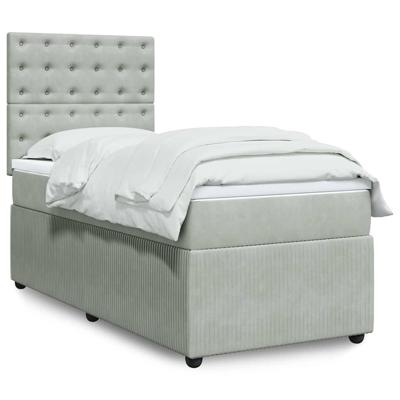 Boxspring met matras fluweel lichtgrijs 90x190 cm