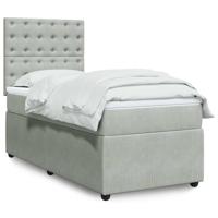 Boxspring met matras fluweel lichtgrijs 90x190 cm - thumbnail