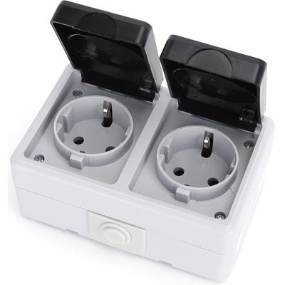 Buitenstopcontact - Wandcontactdoos - Aigi Zonty - Opbouw - Dubbel Stopcontact - Randaarde - Waterdicht IP54 - Grijs