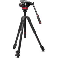 Manfrotto 055 Video Tripod w/502 Video Fluid Head, Aluminium, Professional Heavy Duty Tripod-System, with Levelling Column, Lever Lock, Camera Tripod Stand, for DSLR/Mirrorless Cameras, Camcorders - thumbnail