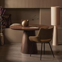 WOOOD Ronde Eettafel 'Limit' Mangohout, 130cm, kleur walnoot - thumbnail