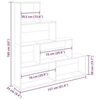 Boekenkast 157x24x160 cm bewerkt hout oud houtkleurig - thumbnail