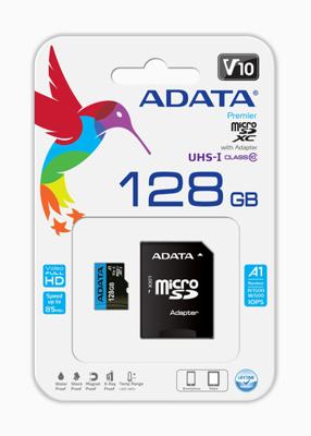 Micro SD geheugenkaart met adapter Adata AUSDX128GUICL10A1-RA1 128 GB Micro SD geheugenkaart met adapter Adata AUSDX128GUICL10A1-RA1 128 GB