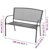 Tuinbank met armleuningen 108x60x88 cm staalgaas - thumbnail