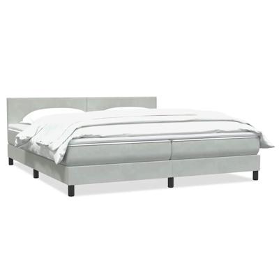 Boxspring met matras fluweel lichtgrijs 180x220 cm