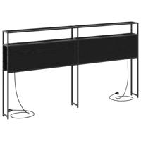 Opberghoofdbord met plank Zwart eiken 180 cm Bewerkt hout - thumbnail