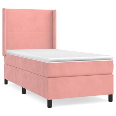 Boxspring met matras fluweel roze 100x200 cm