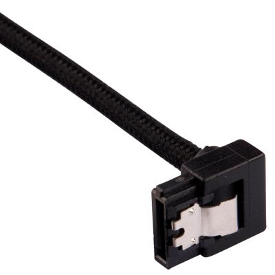 Corsair Premium SATA3-kabel, schuin/recht (6 Gbps, 30 cm, 90 graden), met ommanteling, zwart