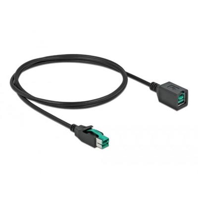 Delock 85980 USB-stroomkabel PoweredUSB 12V stekker, PoweredUSB 12V bus 1.00 m Zwart