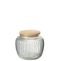 J-Line voorraadpot Louis - glas|bamboe - transparant|naturel - small - thumbnail
