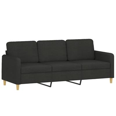 3-delige loungeset met kussens stof zwart
