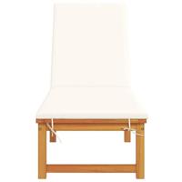 Ligstoel met kussen Bruin 53 x 202 x 89cm Massief acaciahout - thumbnail