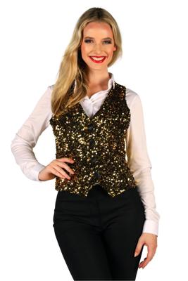 West End paillettenvest goud dame