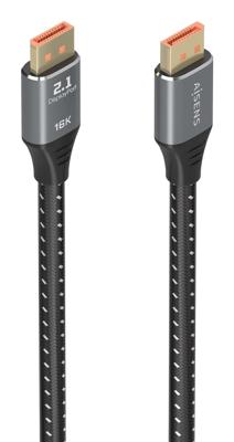 Kabel AISENS DISPLAYPORT V2.1 16K @ 60 Hz 80 GBPS DP/M-DP/M, zwart, 1,5 m