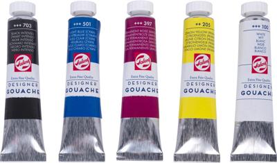 Talens plakkaatverf Extra Fijn tube van 20 ml, doos met 5 tubes in geassorteerde kleuren Talens plakkaatverf Extra Fijn tube van 20 ml, doos met 5 tubes in geassorteerde kleuren