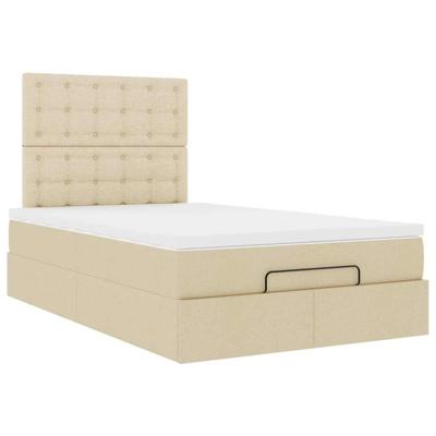 Ottoman bed met matras en LED's 120x200cm stof crèmekleurig