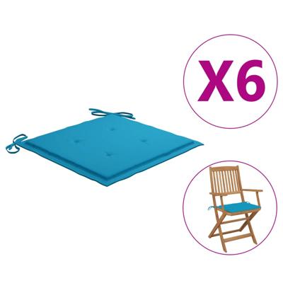 VidaXL Tuinstoelkussens 6 st 40x40x4 cm oxford stof blauw