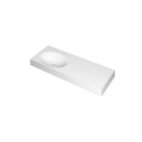 INK Smooth Wastafel Polystone Links met 1 Kraangat - 1200x450x90 mm - Mat Wit - thumbnail