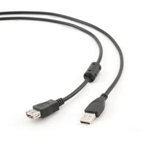 Gembird 1,8 m USB 2.0 A M/FM 1,8 m USB A USB A zwarte USB-kabel - USB-datakabel (1,8 m, USB A, USB A, mannelijke connector/vrouwelijke connector, zwart)