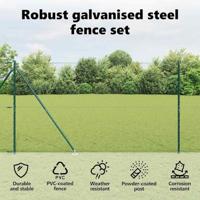 VidaXL Afrasteringspaal groen 10 x 1,5 m (36 mm gaas) staal en pvc - thumbnail
