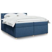 Boxspring met matras stof blauw 200x200 cm - thumbnail
